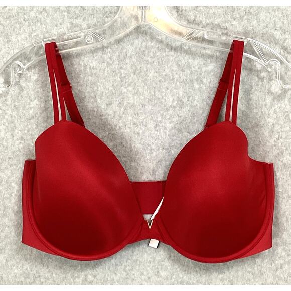 Victorias Secret Bra Smooth Lightly Lined Full Coverage Size 38DDD Red - Picture 1 of 13